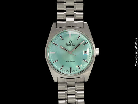 1971 Omega Geneve Vintage Mens Cal. 565 Automatic Watch with Tiffany Blue Dial - Stainless Steel