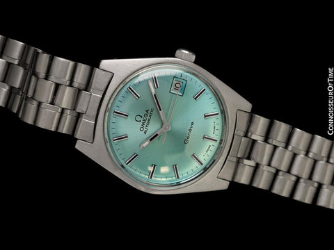 1971 Omega Geneve Vintage Mens Cal. 565 Automatic Watch with Tiffany Blue Dial - Stainless Steel