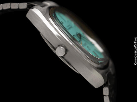 1980 Omega Seamaster Vintage Mens Bracelet Automatic Day Date Tiffany Blue Watch - Stainless Steel