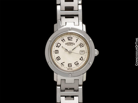 Hermes Clipper Ladies Quartz Watch with Mother of Pearl Dial - Stainless Steel