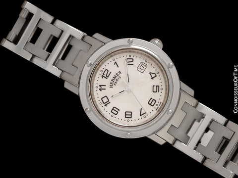 Hermes Clipper Ladies Quartz Watch with Mother of Pearl Dial - Stainless Steel