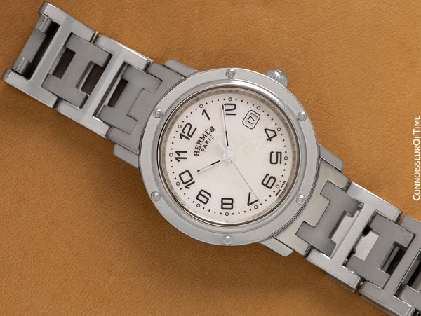 Hermes Clipper Ladies Quartz Watch with Mother of Pearl Dial - Stainless Steel