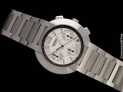 Hermes Nomade Mens 39mm Uncommon Auto-Quartz Chronograph Watch - Stainless Steel