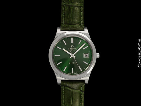 1973 Omega Seamaster Mens Vintage Full Size Emerald Green Watch, Automatic, Date - Stainless Steel