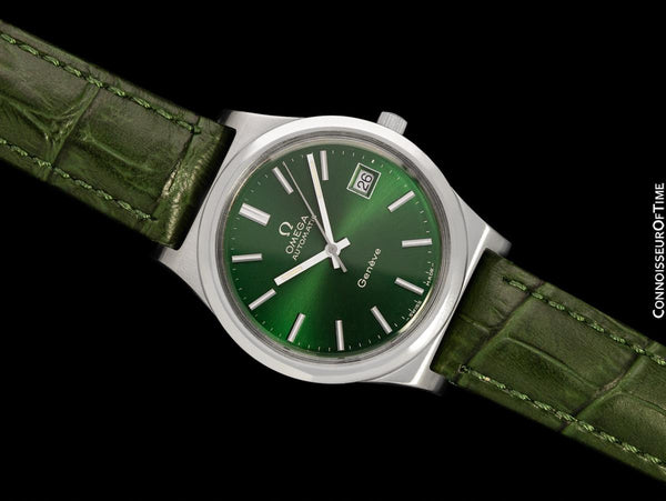 1973 Omega Seamaster Mens Vintage Full Size Emerald Green Watch, Automatic, Date - Stainless Steel
