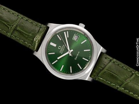 1973 Omega Seamaster Mens Vintage Full Size Emerald Green Watch, Automatic, Date - Stainless Steel