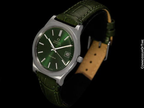 1973 Omega Seamaster Mens Vintage Full Size Emerald Green Watch, Automatic, Date - Stainless Steel