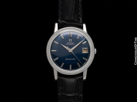 1964 Omega Seamaster Mens Vintage Full Size Watch with 562 Movement Prussion Blue Dial - Stainless Steel