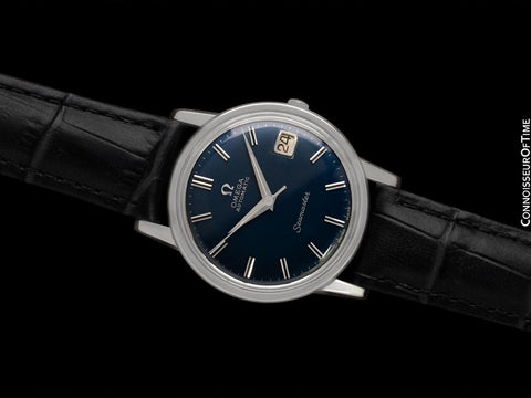 1964 Omega Seamaster Mens Vintage Full Size Watch with 562 Movement Prussion Blue Dial - Stainless Steel
