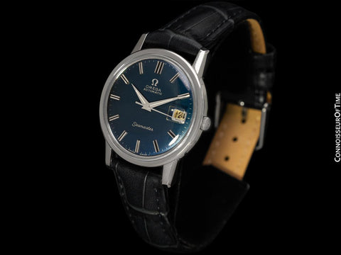 1964 Omega Seamaster Mens Vintage Full Size Watch with 562 Movement Prussion Blue Dial - Stainless Steel
