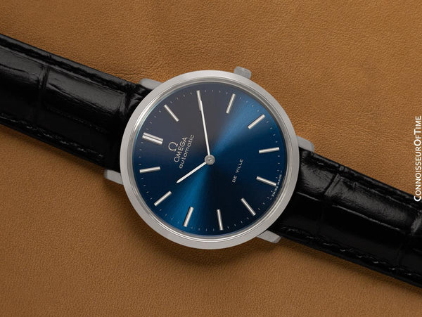 1973 Omega Vintage De Ville Mens Full Size Automatic Watch with Royal Blue Dial - Stainless Steel