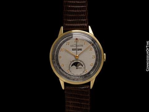1949 Jaeger-LeCoultre Vintage Mens Triple Date Moon Phase Calendar Watch - 10K Gold Filled