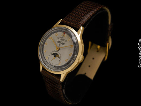 1949 Jaeger-LeCoultre Vintage Mens Triple Date Moon Phase Calendar Watch - 10K Gold Filled