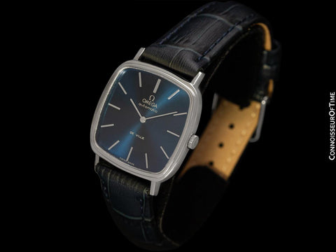 1972 Omega De Ville Vintage Mens Automatic Classic Retro TV Case Watch with Royal Blue Dial - Stainless Steel