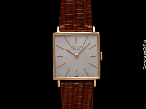 1960's Patek Philippe Vintage Mens Handwound Gondolo Square Dress Watch, Ref. 3430 - 18K Rose Gold