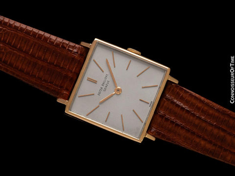 1960's Patek Philippe Vintage Mens Handwound Gondolo Square Dress Watch, Ref. 3430 - 18K Rose Gold