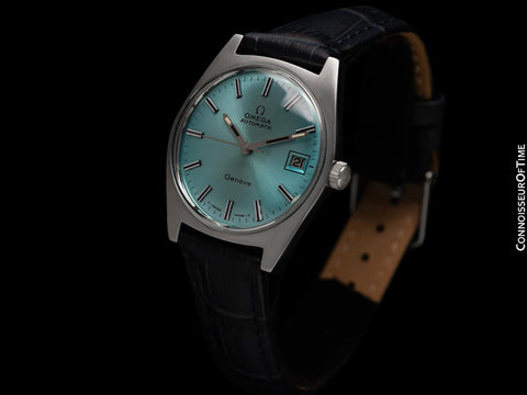 1971 Omega Geneve Vintage Mens Cal. 565 Automatic Watch with Tiffany Blue Dial - Stainless Steel