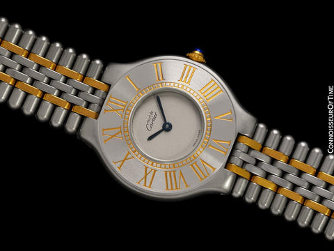 Cartier Must De 21C Mens Midsize Unisex Watch - Stainless Steel & 18K Gold
