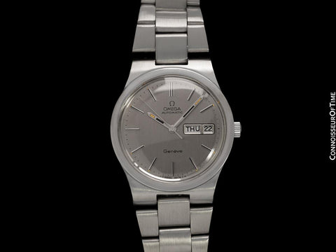 1970's Omega Geneve Vintage Retro Full Size Day Date Mens Watch - Stainless Steel