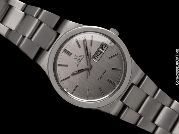 1970's Omega Geneve Vintage Retro Full Size Day Date Mens Watch - Stainless Steel