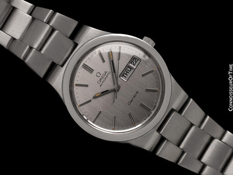 1970's Omega Geneve Vintage Retro Full Size Day Date Mens Watch - Stainless Steel