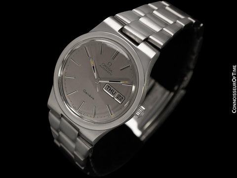 1970's Omega Geneve Vintage Retro Full Size Day Date Mens Watch - Stainless Steel