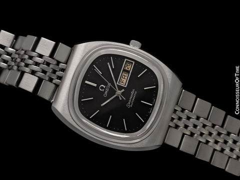 1978 Omega Seamaster Vintage Mens Bracelet Automatic Day Date Black Dial Watch - Stainless Steel