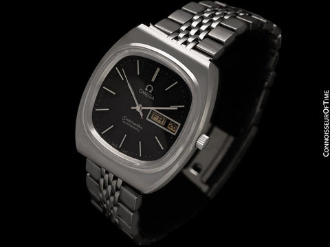 1978 Omega Seamaster Vintage Mens Bracelet Automatic Day Date Black Dial Watch - Stainless Steel