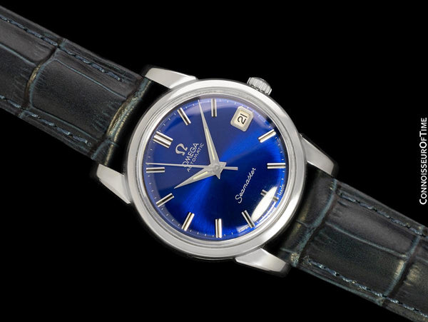 1961 Omega Seamaster Mens Vintage Kashmir Blue Watch with 562 Movement - Stainless Steel