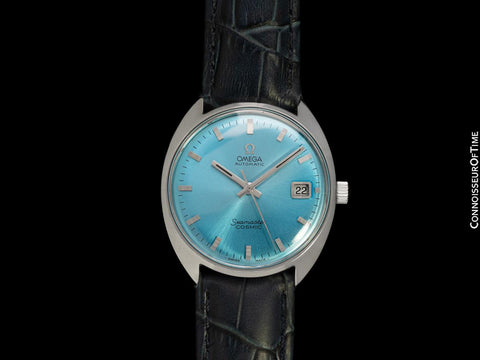 1967 Omega Vintage Mens Seamaster Cosmic Retro Cal. 565 Watch with Sky Blue Dial - Stainless Steel