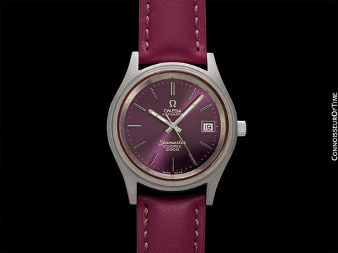 1971 Omega Seamaster Cosmic 2000 Vintage Retro Mens Dive Watch with Purple Dial - Stainless Steel