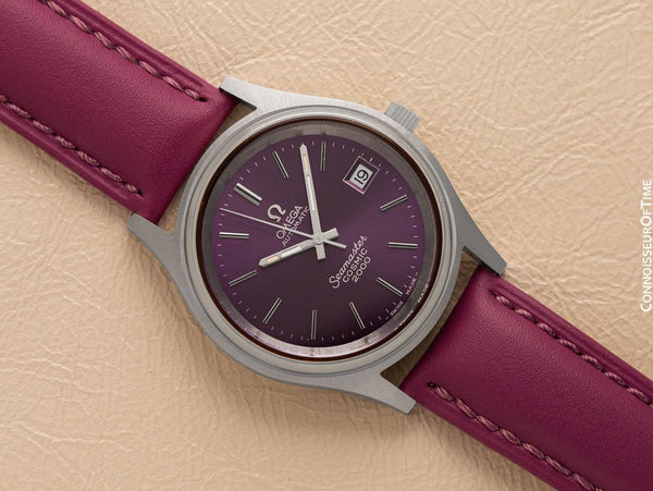 1971 Omega Seamaster Cosmic 2000 Vintage Retro Mens Dive Watch with Purple Dial - Stainless Steel