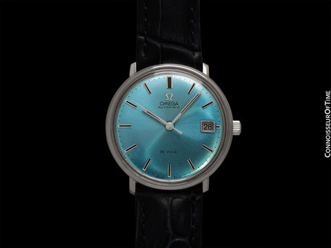 1969 Omega De Ville Vintage Mens Cal. 565 Automatic Azure Mist Blue Dial Watch - Stainless Steel