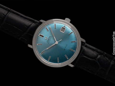 1969 Omega De Ville Vintage Mens Cal. 565 Automatic Azure Mist Blue Dial Watch - Stainless Steel