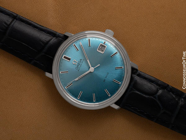 1969 Omega De Ville Vintage Mens Cal. 565 Automatic Azure Mist Blue Dial Watch - Stainless Steel