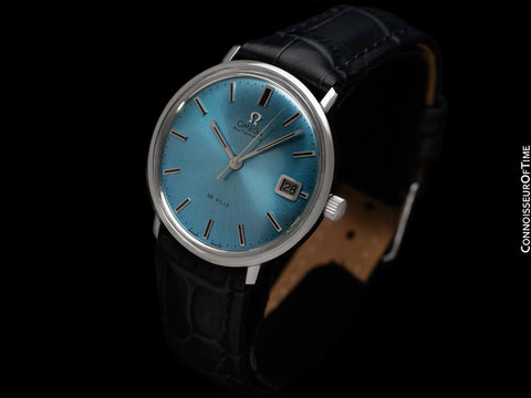 1969 Omega De Ville Vintage Mens Cal. 565 Automatic Azure Mist Blue Dial Watch - Stainless Steel