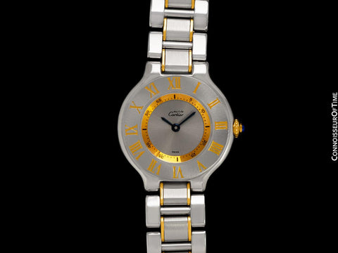 Cartier Must De 21C Mens Midsize Unisex Watch - Stainless Steel & 18K Gold