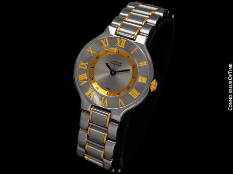 Cartier Must De 21C Mens Midsize Unisex Watch - Stainless Steel & 18K Gold