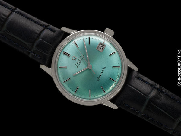 1968 Omega Seamaster Mens Vintage Cal. 565 Watch with Tiffany Blue Dial, Automatic, Date - Stainless Steel