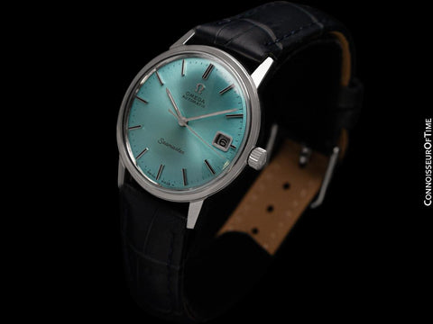 1968 Omega Seamaster Mens Vintage Cal. 565 Watch with Tiffany Blue Dial, Automatic, Date - Stainless Steel