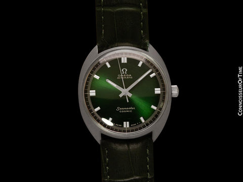 1968 Omega Vintage Mens Seamaster Cosmic Retro Cal. 552 Watch with Emerald Green & Black Dial - Stainless Steel