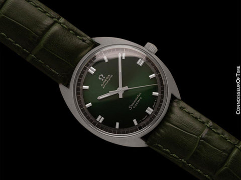 1968 Omega Vintage Mens Seamaster Cosmic Retro Cal. 552 Watch with Emerald Green & Black Dial - Stainless Steel