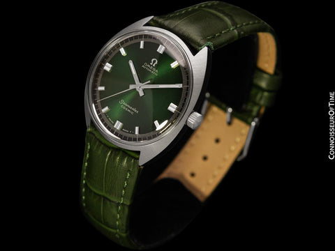 1968 Omega Vintage Mens Seamaster Cosmic Retro Cal. 552 Watch with Emerald Green & Black Dial - Stainless Steel