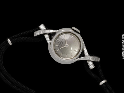 1950's Patek Philippe Vintage Ladies Ref. 3036 Watch with Sculpted Lugs - 18K White Gold & Diamonds