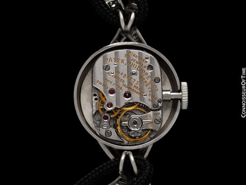 1950's Patek Philippe Vintage Ladies Ref. 3036 Watch with Sculpted Lugs - 18K White Gold & Diamonds