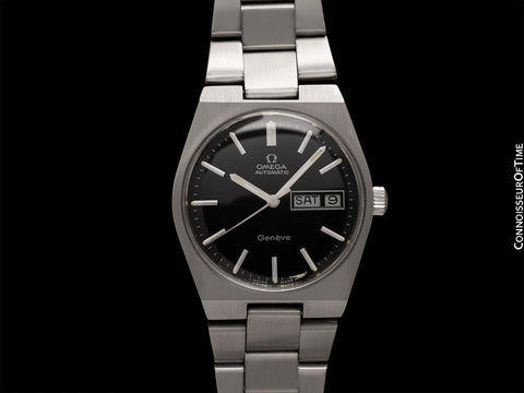 1972 Omega Geneve Vintage Retro Automatic Day Date Mens Dial Watch - Stainless Steel