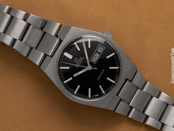 1972 Omega Geneve Vintage Retro Automatic Day Date Mens Dial Watch - Stainless Steel