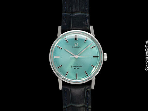1966 Omega Seamaster 600 Vintage Mens Handwound Tiffany Blue Dial Watch - Stainless Steel