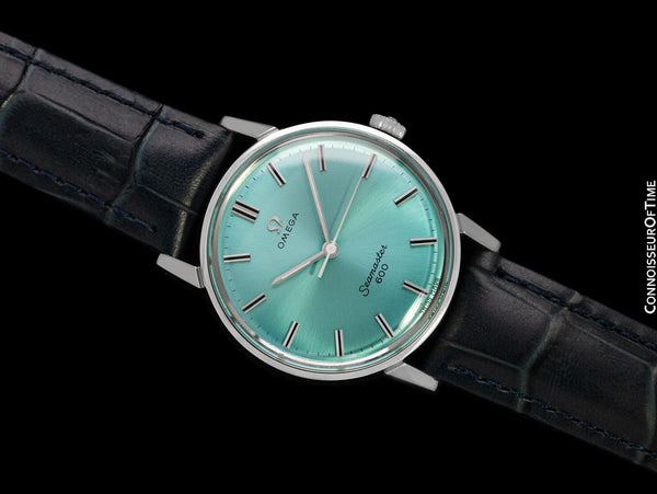 1966 Omega Seamaster 600 Vintage Mens Handwound Tiffany Blue Dial Watch - Stainless Steel