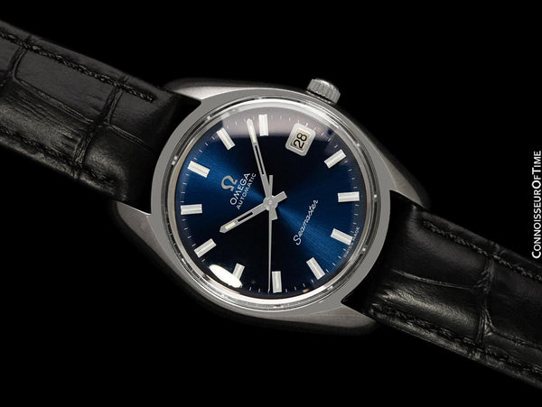 1970 Omega Seamaster Mens Vintage Watch with Automatic Cal. 565 Movement and Blue Dial - Stainless Steel